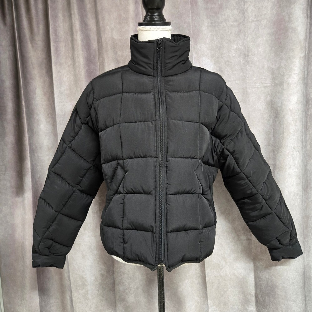 By Together Quilted Puffer Jacket Mock Neck Full Zip Black‎ Women's Size S